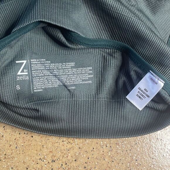 Z by Zella Ribbed Racerback Sports Bra S Green Urban - Picture 6 of 7